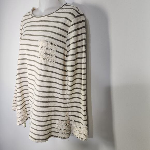 Matilda Jane Womens Classic With A Twist Top Medium Boho Cream Stripe Crochet - Picture 5 of 11